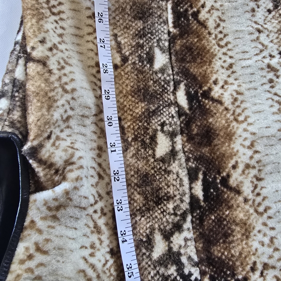 Genuine Kangaroo Suede Leather Coat Fox Fur Collar Snake Print Women Size 42 - Picture 15 of 15